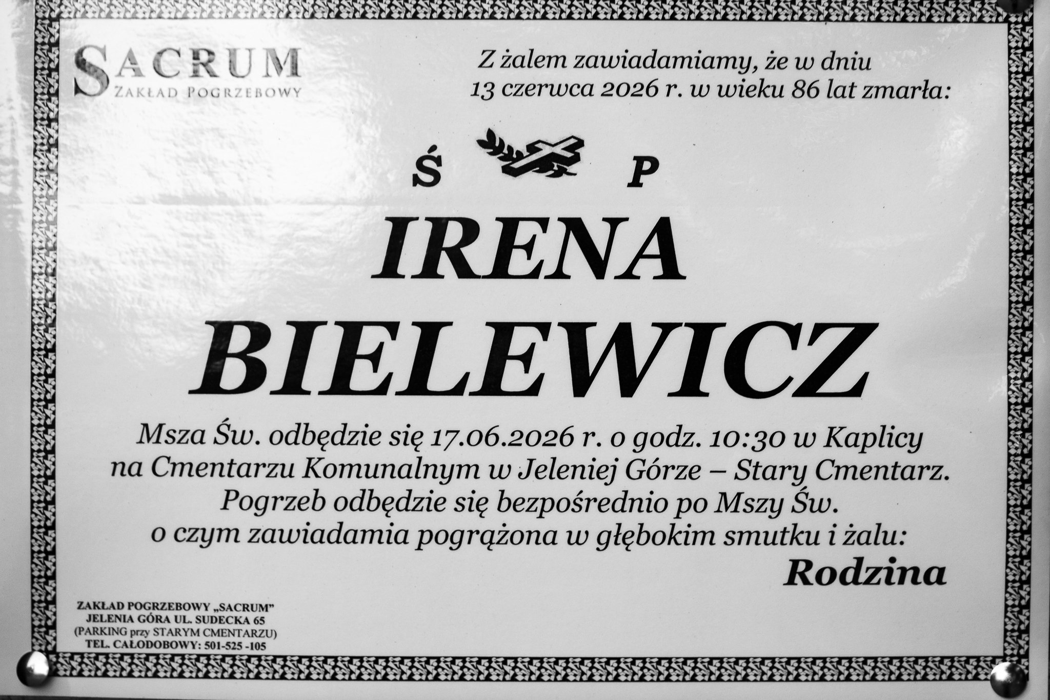 Zmarła Irena Bielewicz