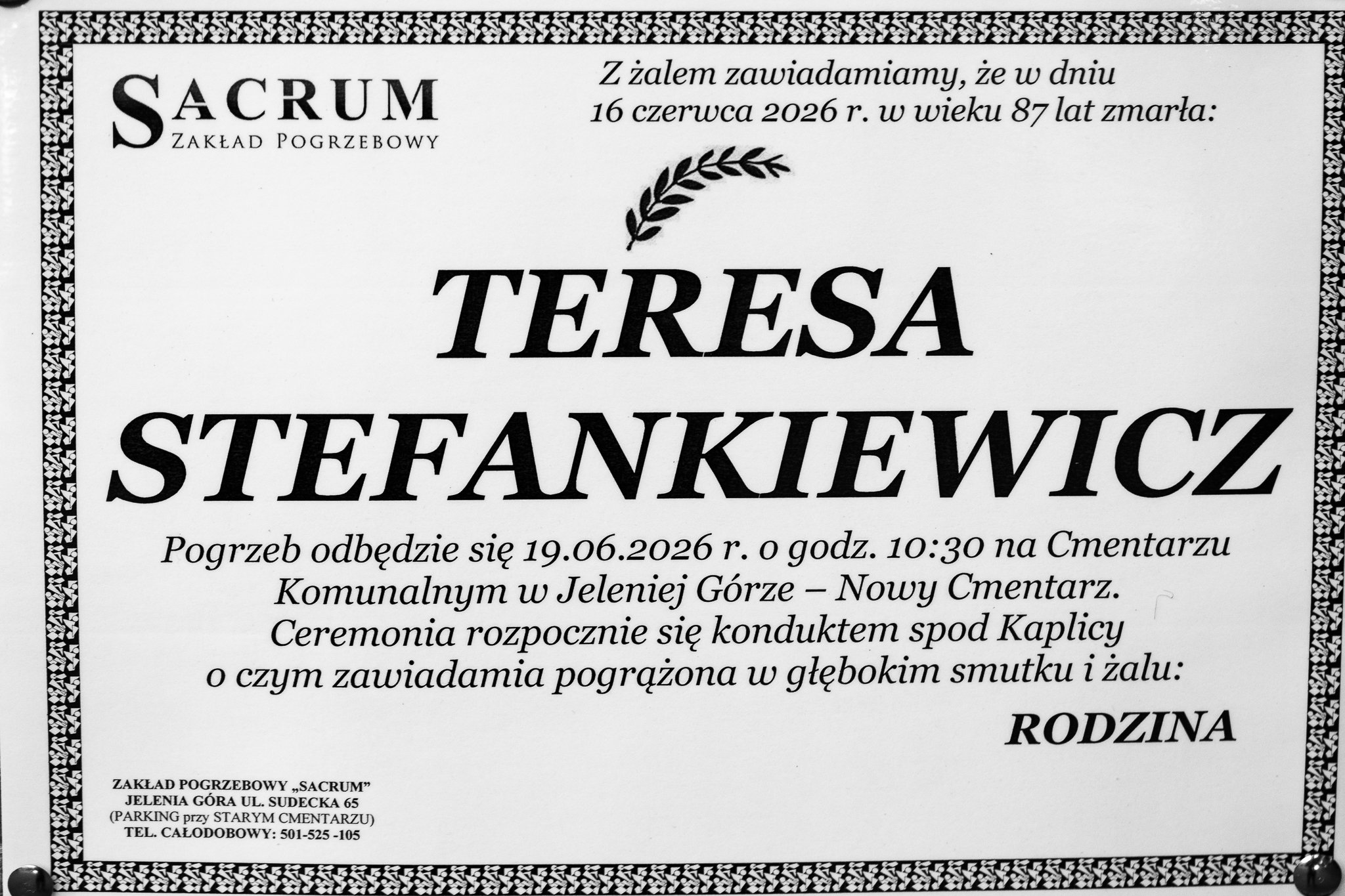 Zmarła Teresa Stefankiewicz