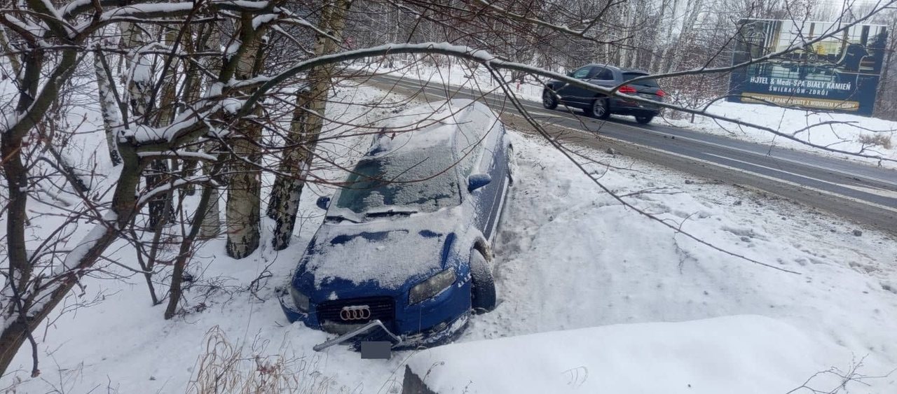 Audi wylądowało w rowie