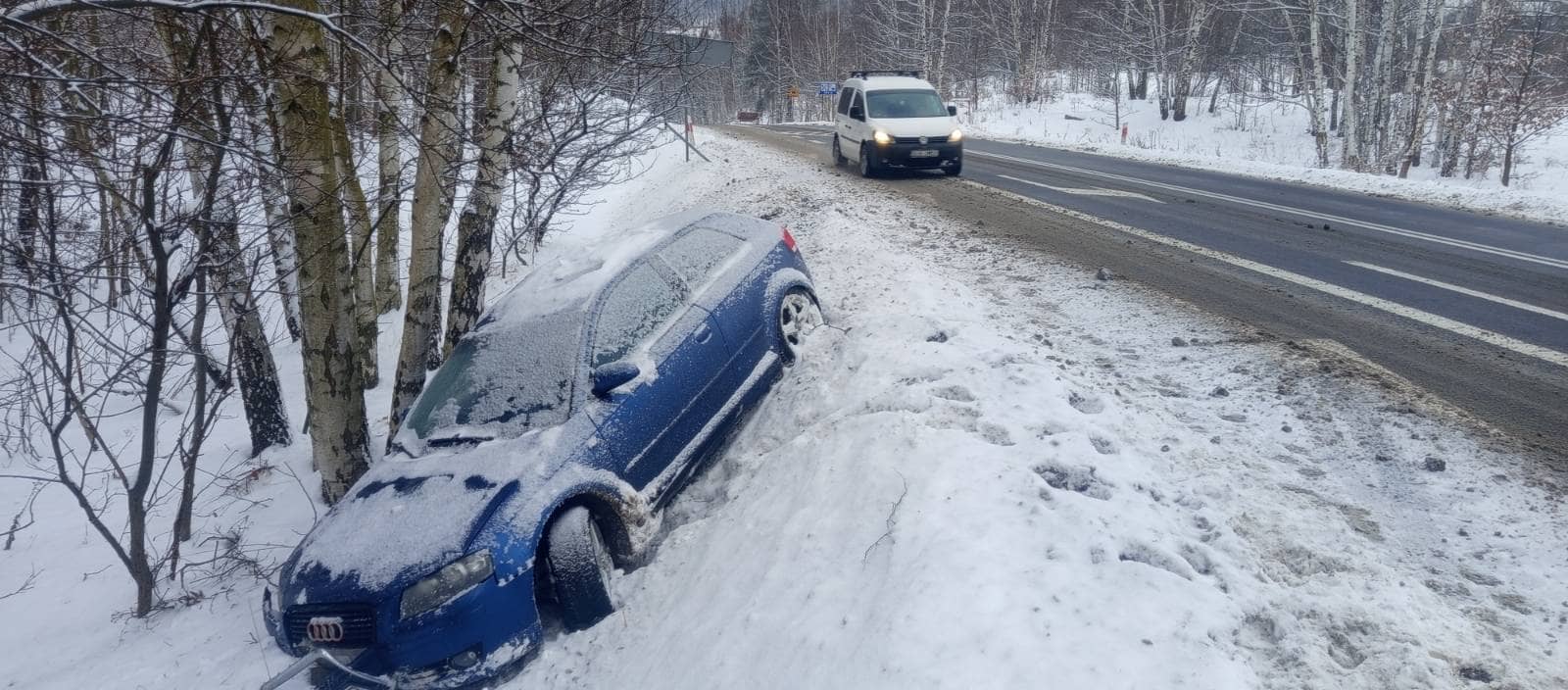 Audi wylądowało w rowie