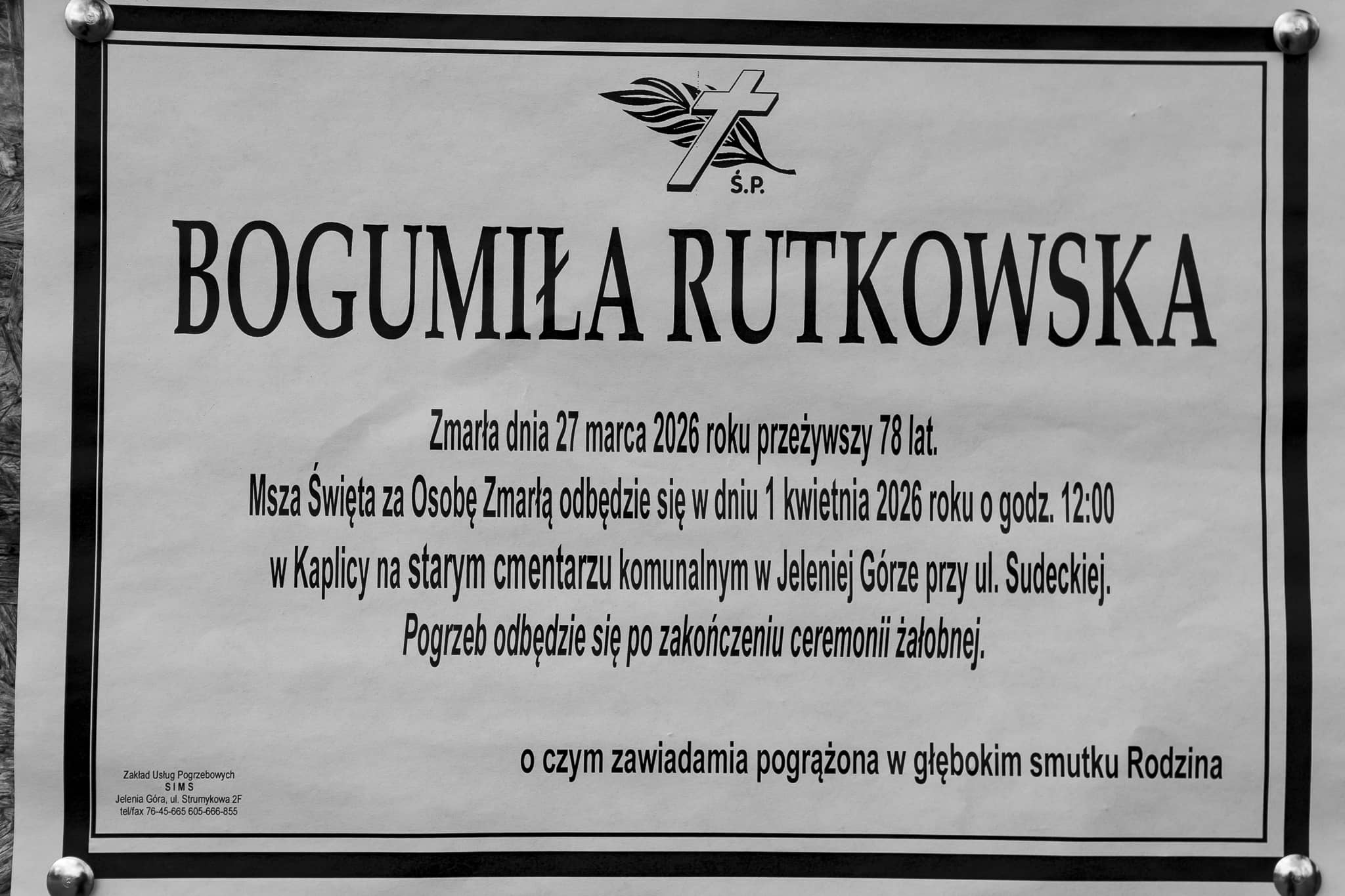 Zmarła Bogumiła Rutkowska