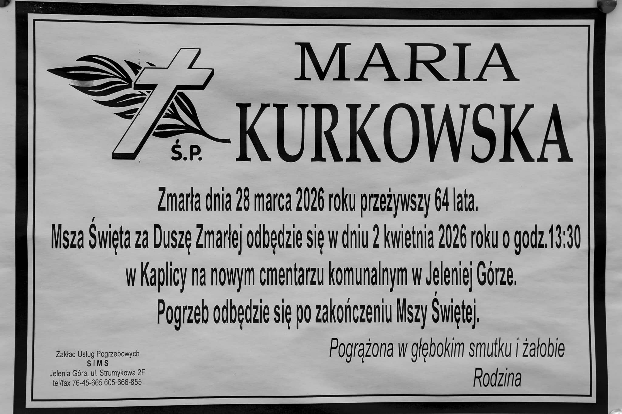 Zmarła Maria Kurkowska