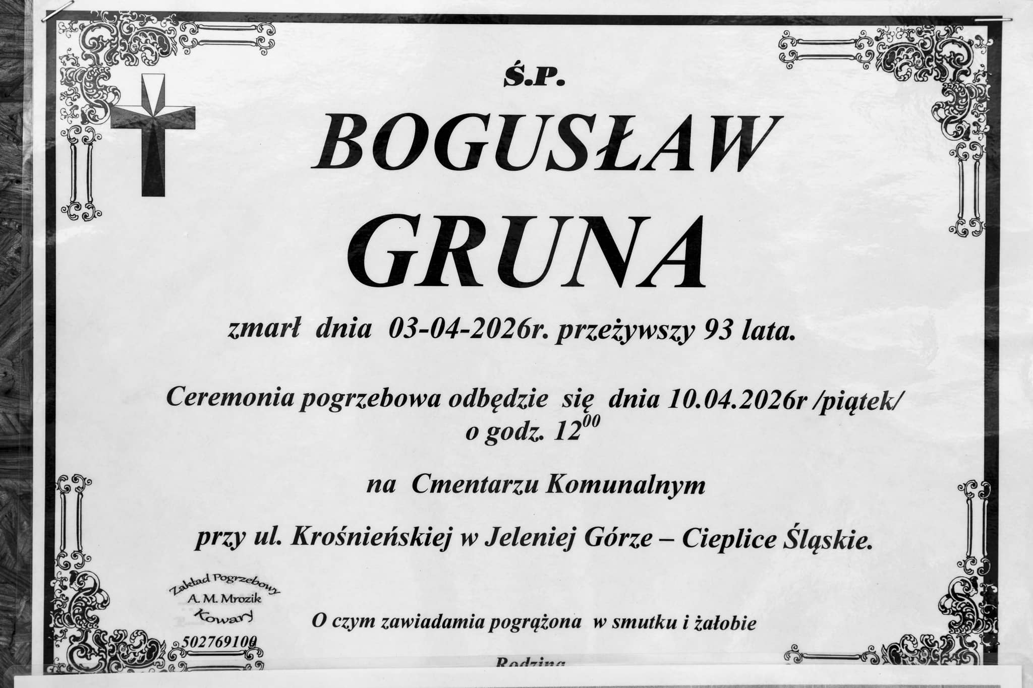 Zmarł Bogusław Gruna
