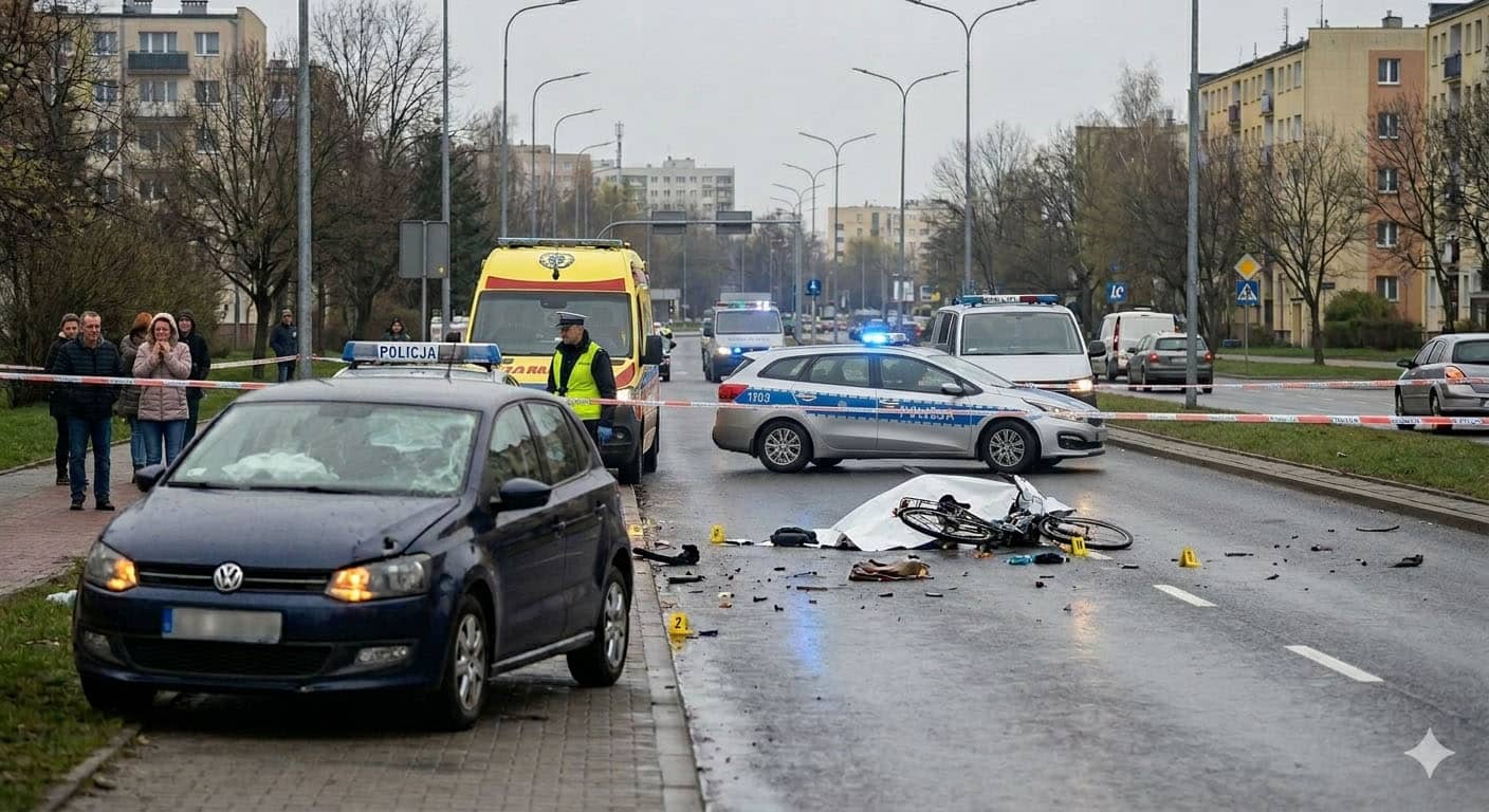 Rowerzysta zginął pod kołami Volkswagena