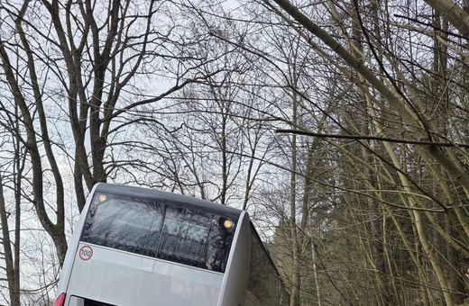 Autobus z dziećmi w rowie