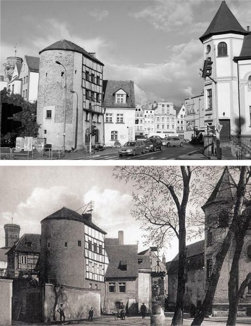 Baszta Grodzka i dawna łaźnia miejska: dziś i wczoraj.