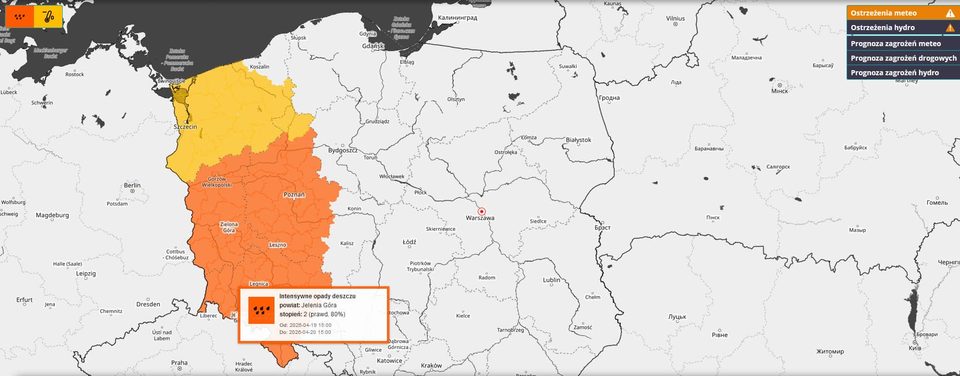 Będzie mocno padać, ostrzeżenie dla naszego regionu