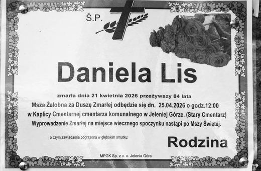 Zmarła Daniela Lis