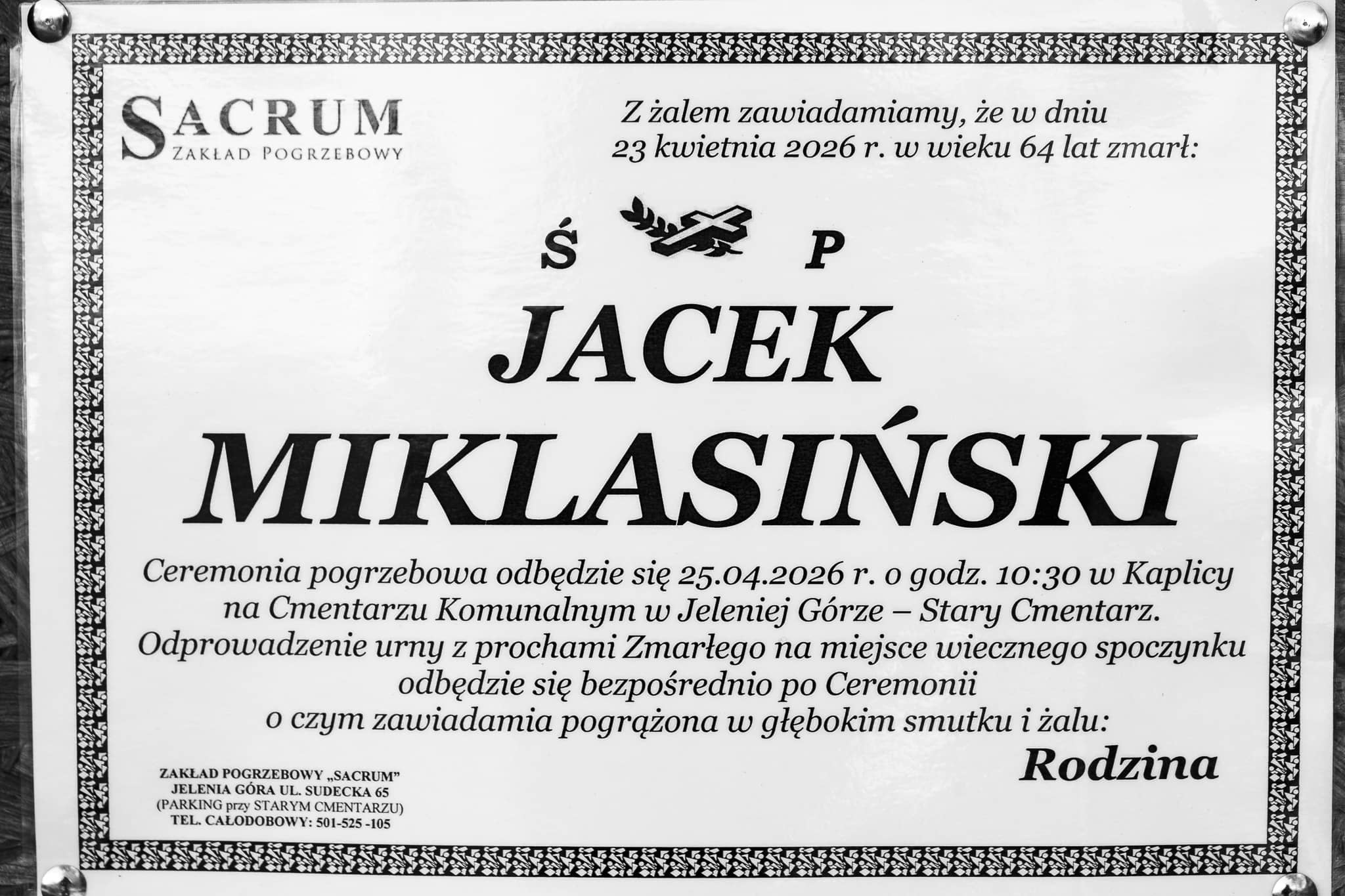 Zmarł Jacek Miklasiński