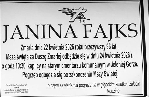 Zmarła Janina Fajks