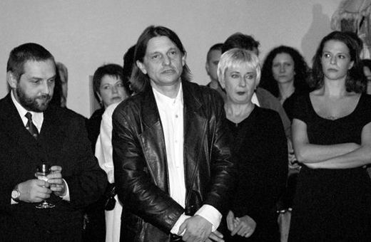 Piotr Łazarkiewicz podczas spotkania w gronie zespołu Teatru Jeleniogórskiego.