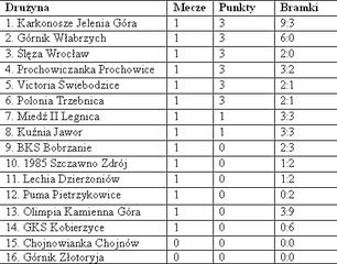 Podsumowanie I kolejki IV ligi dolnośląskiej – rozpoczęcie sezonu 2008/2009