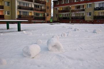 Śnieżne cylindry stworzone przez wiatr