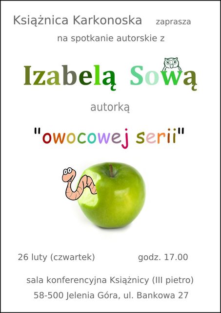 Owocowe książki Izabeli Sowy w książnicy