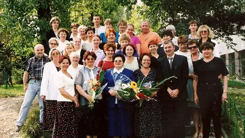 Jubilatka z gronem pedagogicznym Gimnazjum nr 3.
