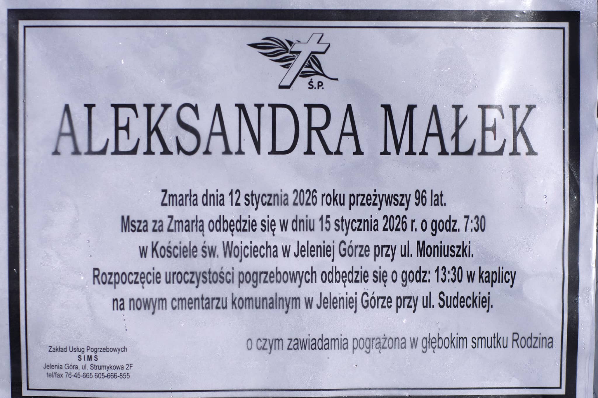 Zmarła Aleksandra Małek