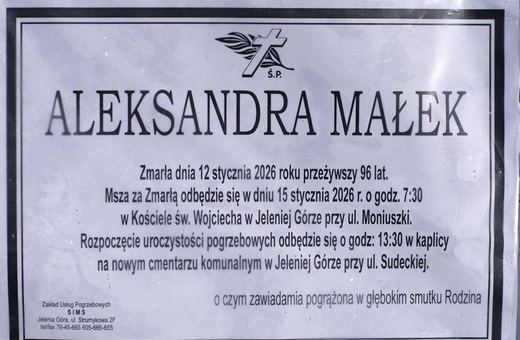 Zmarła Aleksandra Małek