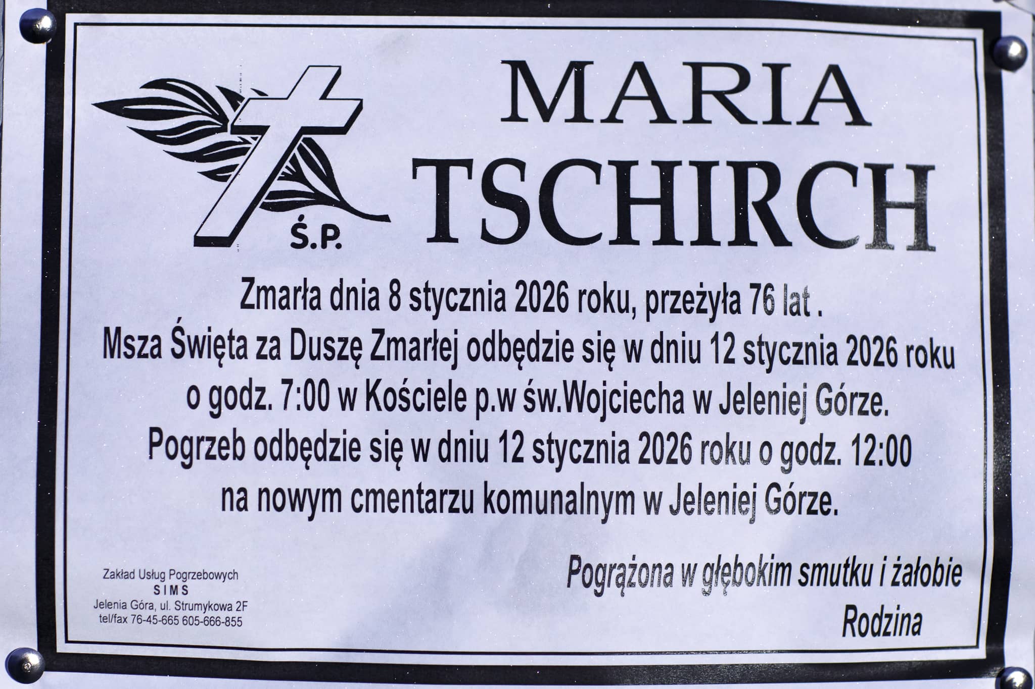 Zmarła Maria Tschirch