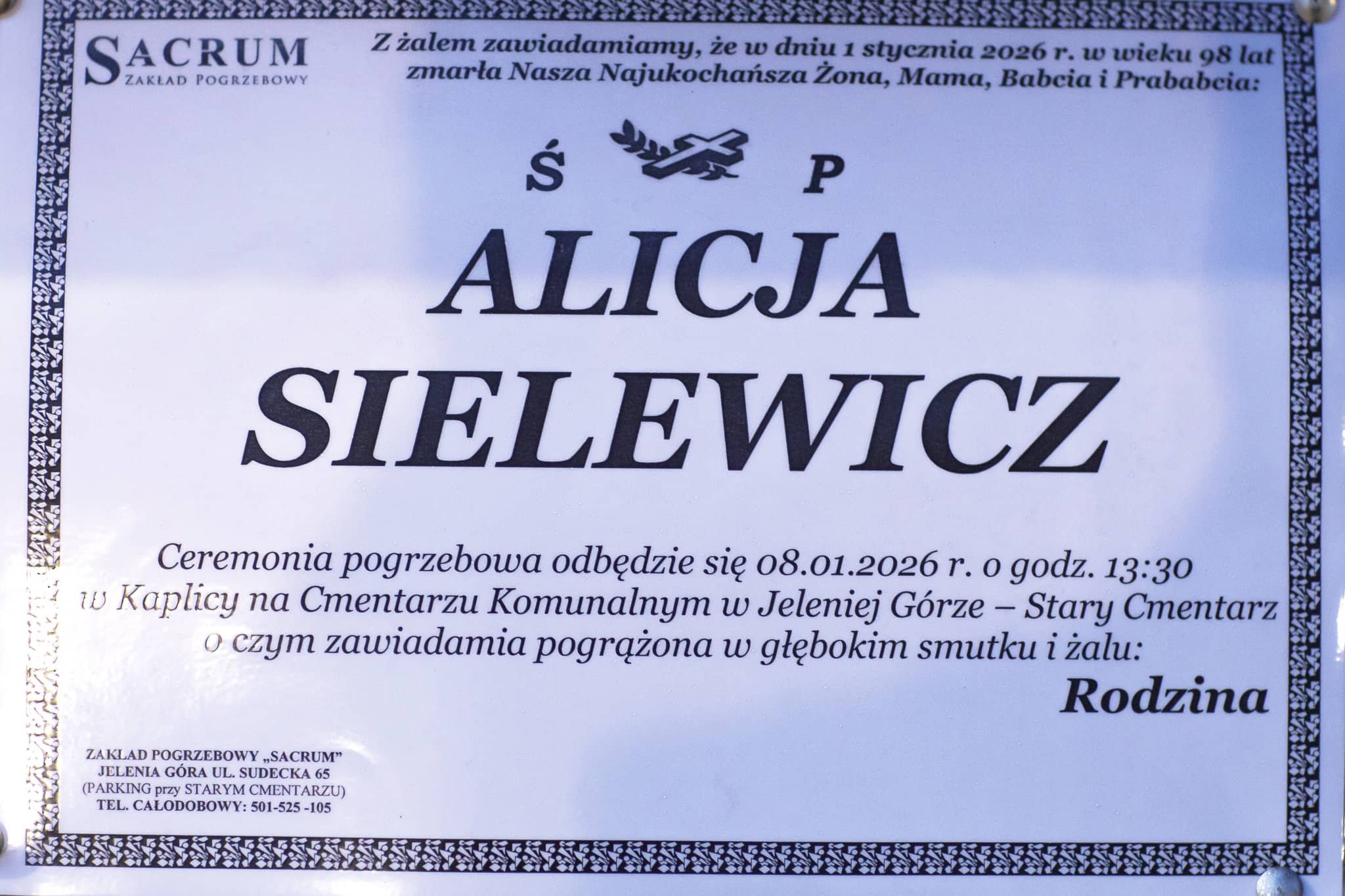 Zmarła Alicja Sielewicz