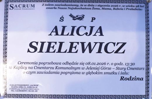 Zmarła Alicja Sielewicz