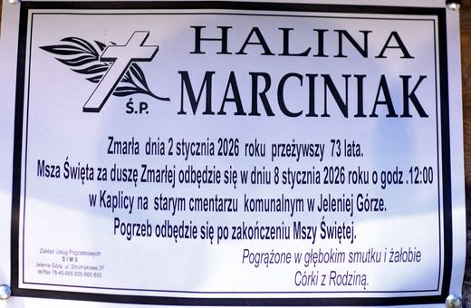 Zmarła Halina Marciniak