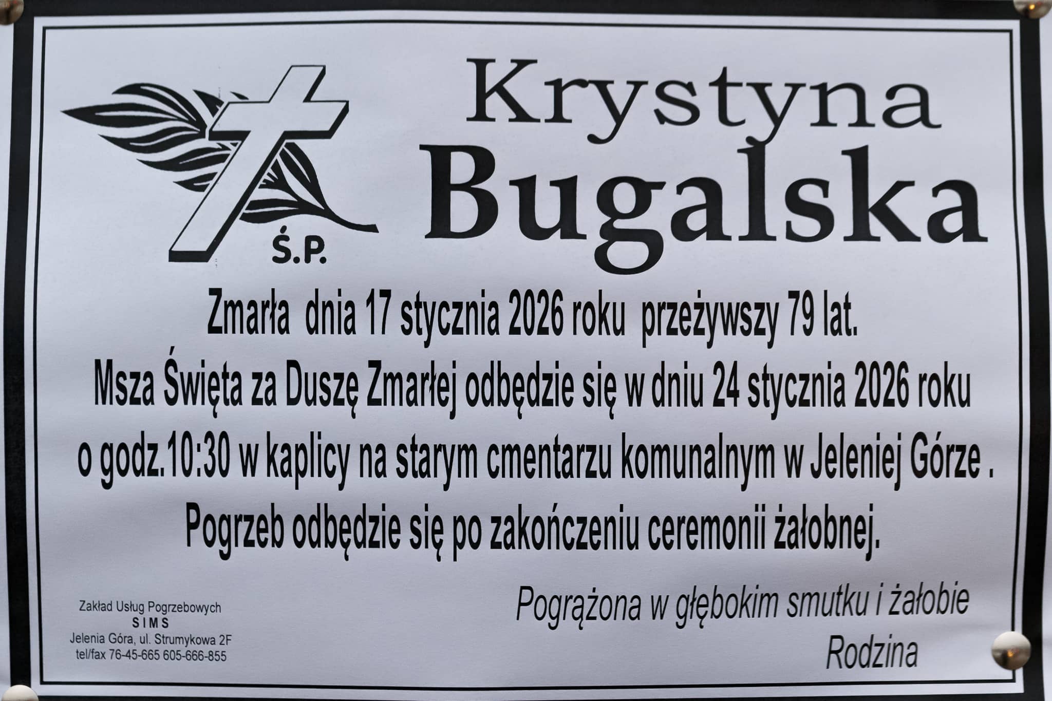 Zmarła Krystyna Bugalska