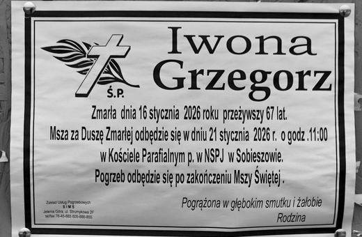 Zmarła Iwona Grzegorz