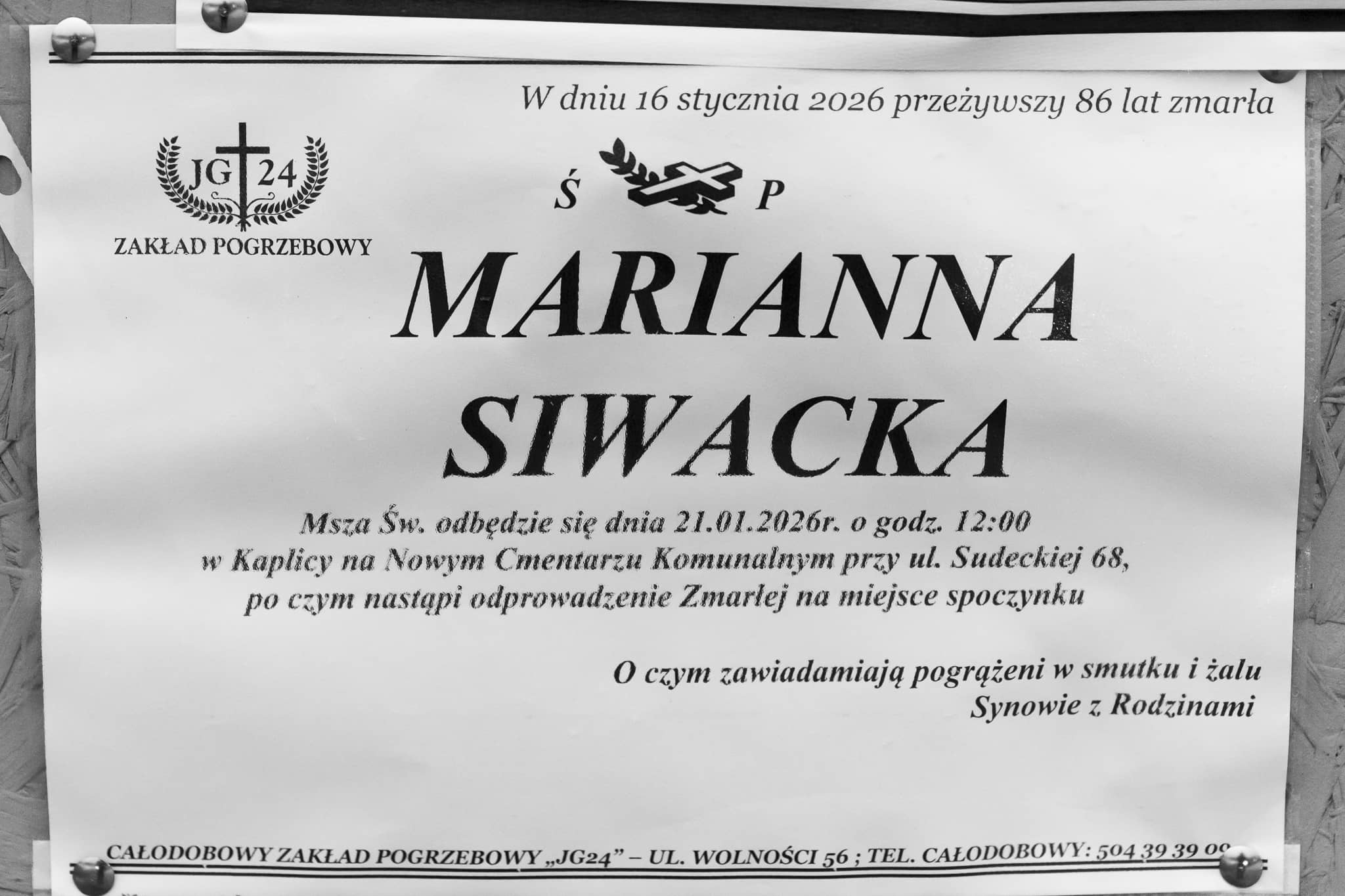 Zmarła Marianna Siwacka