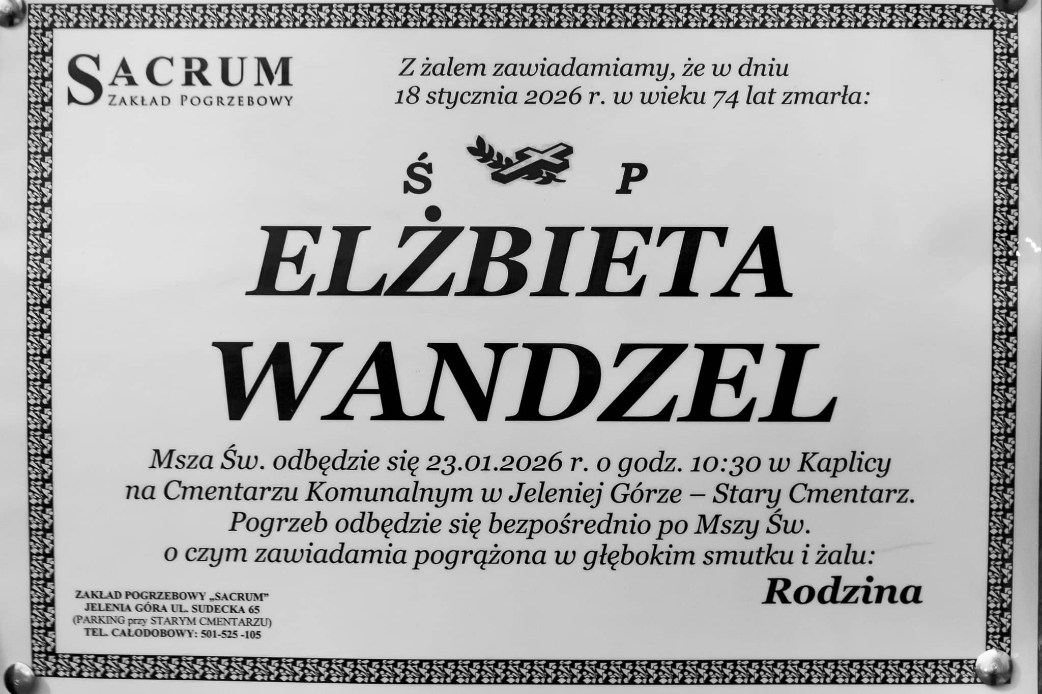Zmarła Elżbieta Wandzel