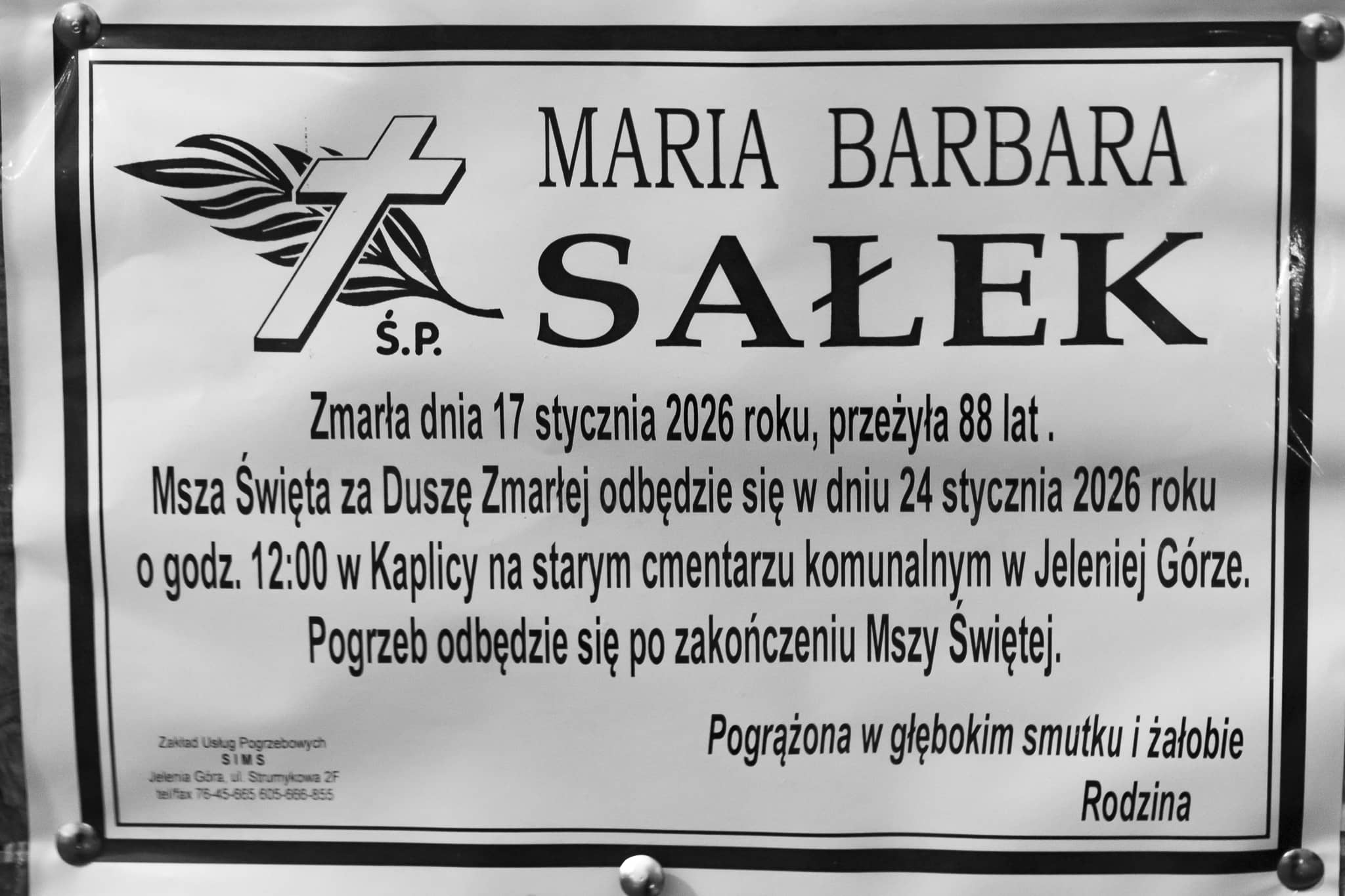 Zmarła Maria Sałek