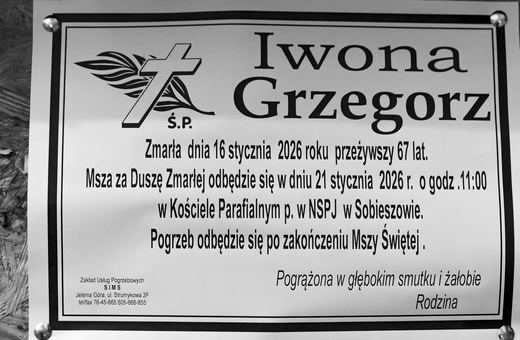 Zmarła Iwona Grzegorz