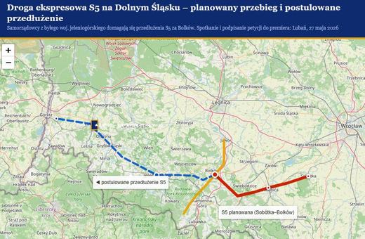 Chcą przedłużenia drogi S5 z Bolkowa, przez Jelenią Górę do granicy w Zgorzelcu