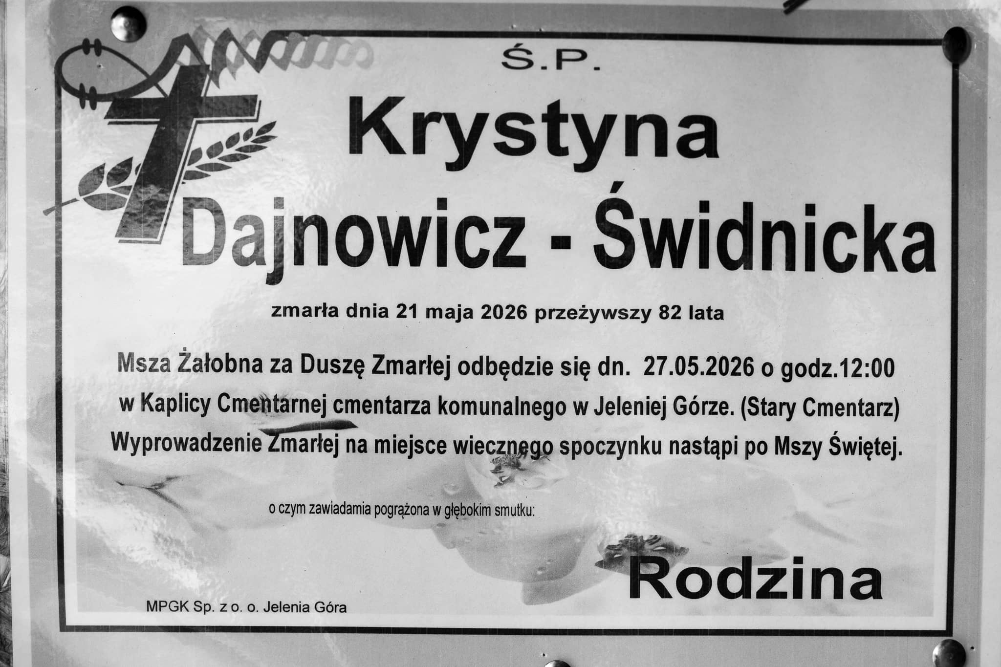Zmarła Krystyna Dajnowicz–Świdnicka