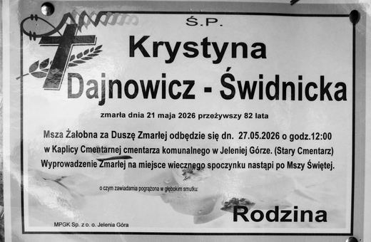 Zmarła Krystyna Dajnowicz–Świdnicka