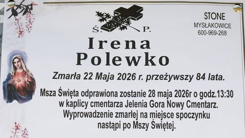 Zmarła Irena Polewko