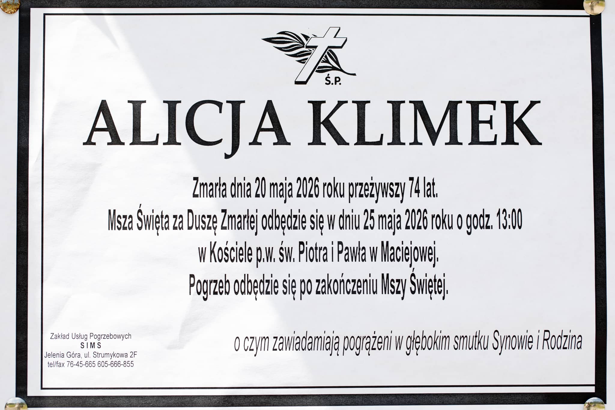 Zmarła Alicja Klimek