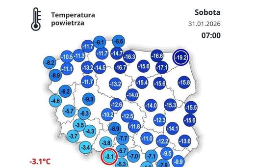 Duży mróz, ale nie u nas