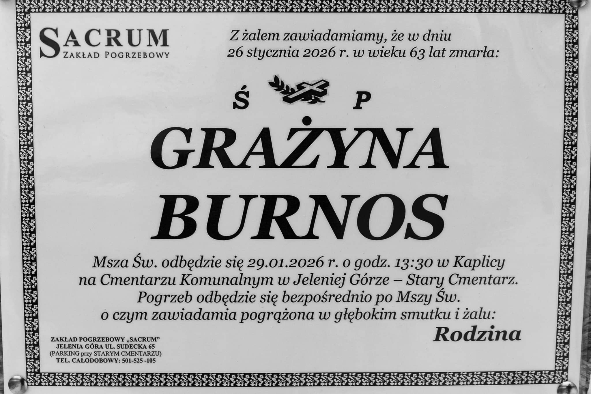 Zmarła Grażyna Burnos