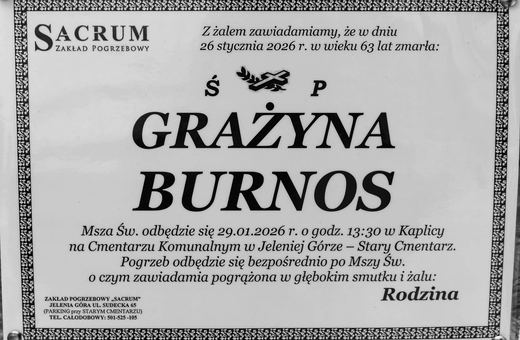 Zmarła Grażyna Burnos