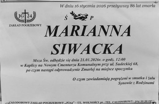 Zmarła Marianna Siwacka