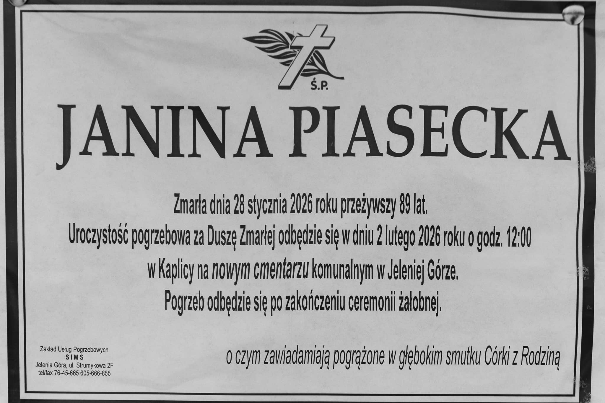 Zmarła Janina Piasecka