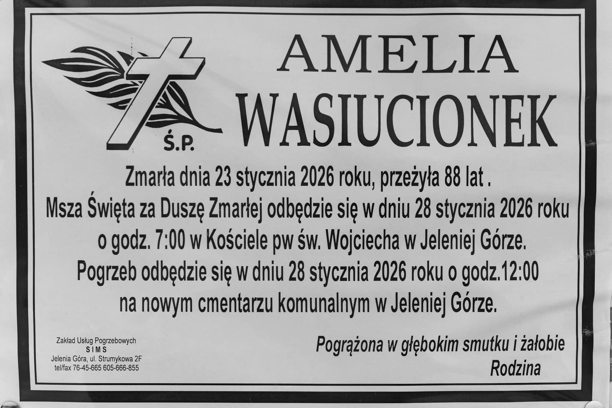 Zmarła Amelia Wasiucionek
