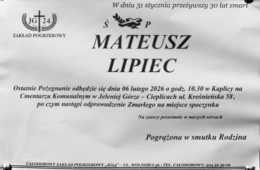 Zmarł Mateusz Lipiec