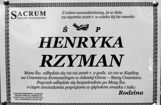 Zmarła Henryka Rzyman