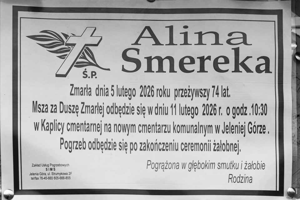 Zmarła Alina Smereka