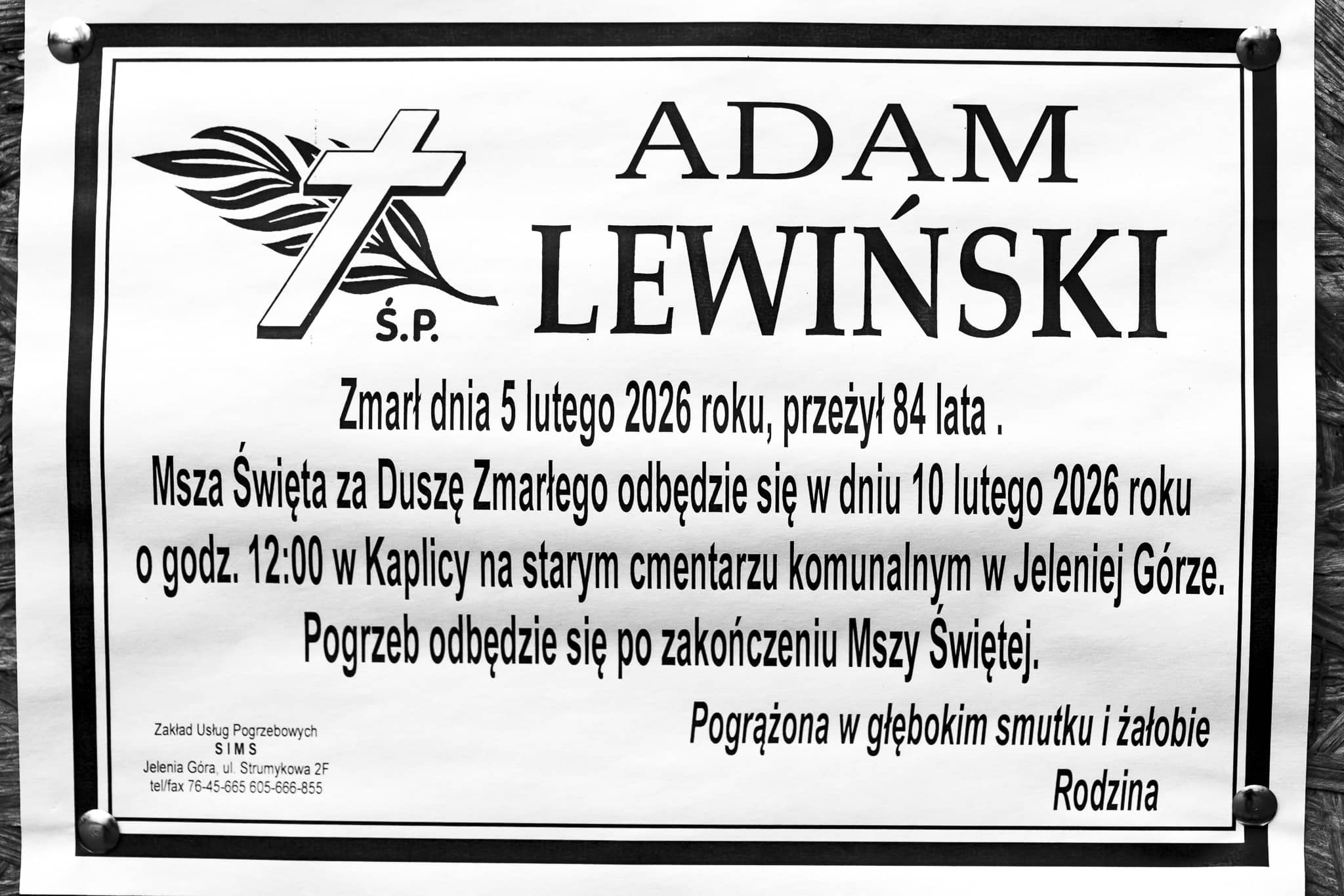 Zmarł Adam Lewiński