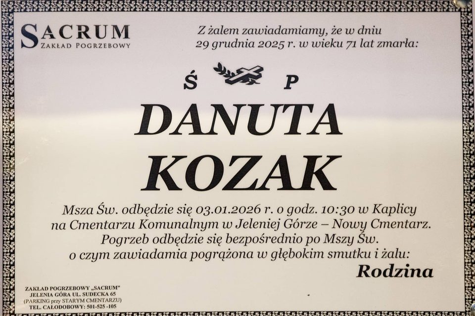 Zmarła Danuta Kozak