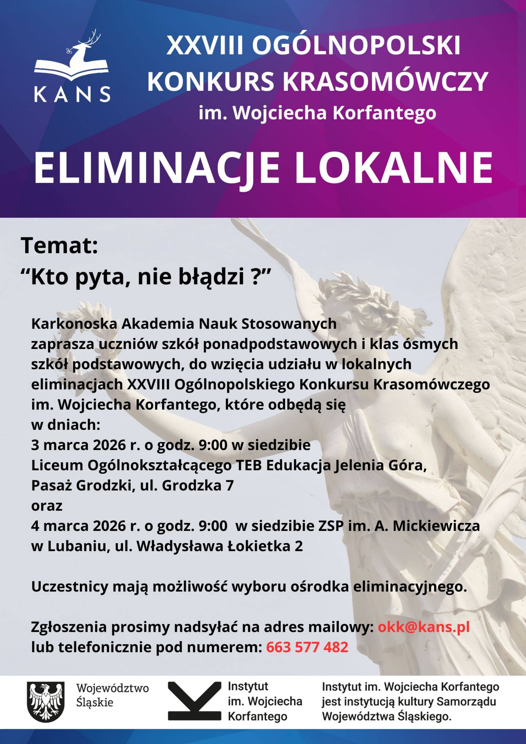 „Kto pyta, nie błądzi?” – zapraszamy młodych mówców do udziału w Ogólnopolskim Konkursie Krasomówczym!