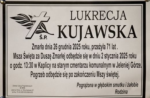 Zmarła Lukrecja Kujawska