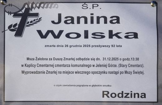 Zmarła Janina Wolska
